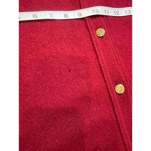 Vintage Gaeltarra Irish Red Lambswool Cardigan With Gold Buttons Sz Medium - Picture 4 of 9